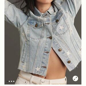 Avec Les Filles Star Embroidered Denim Jacket NWT